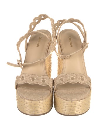 Larroude Jute Leather Trim Embellishment Espadrilles