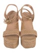 Larroude Raffia Leather Trim Embellishment Sandals