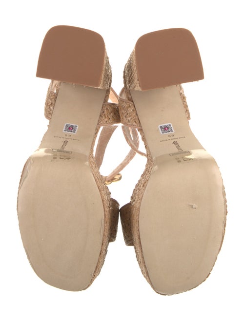 Larroude Raffia Leather Trim Embellishment Sandals