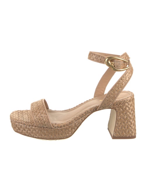 Larroude Raffia Leather Trim Embellishment Espadrilles