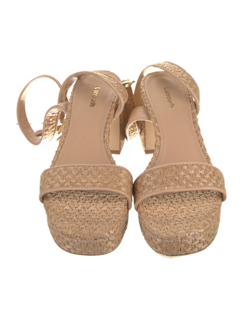 Larroude Raffia Leather Trim Embellishment Espadrilles