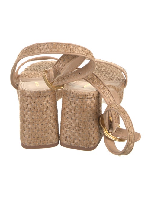 Larroude Raffia Leather Trim Embellishment Espadrilles