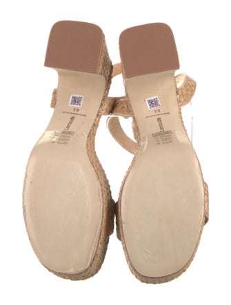 Larroude Raffia Leather Trim Embellishment Espadrilles