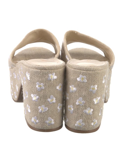 Larroude Floral Print Embroidered Accent Slides