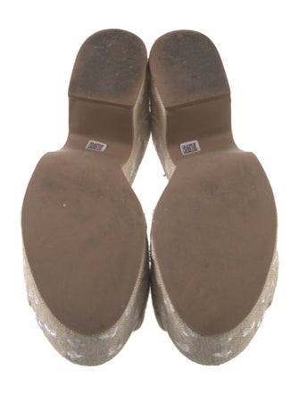 Larroude Floral Print Embroidered Accent Slides