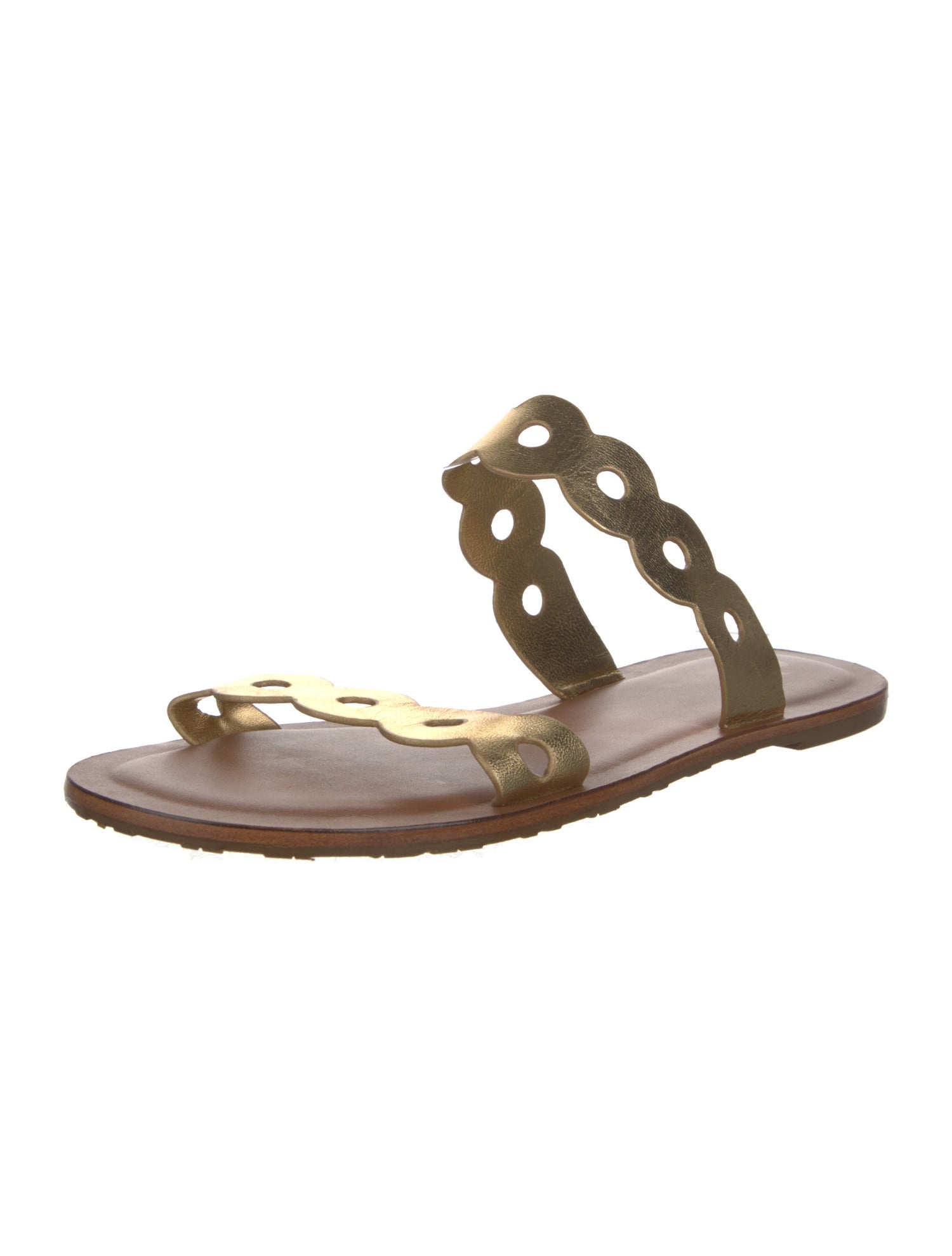 Larroude Leather Lasercut Accents Slides