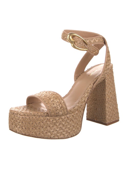 Larroude Raffia Animal Print Sandals