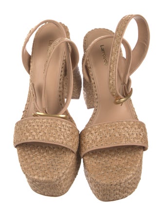 Larroude Raffia Animal Print Sandals