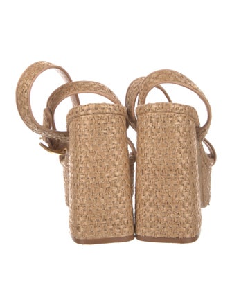 Larroude Raffia Animal Print Sandals