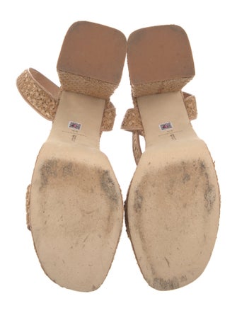 Larroude Raffia Animal Print Sandals