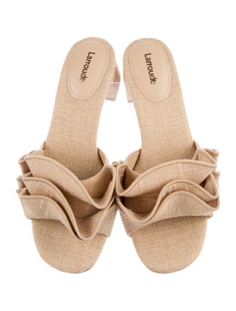 Larroude Ruffle Embellishment Slides