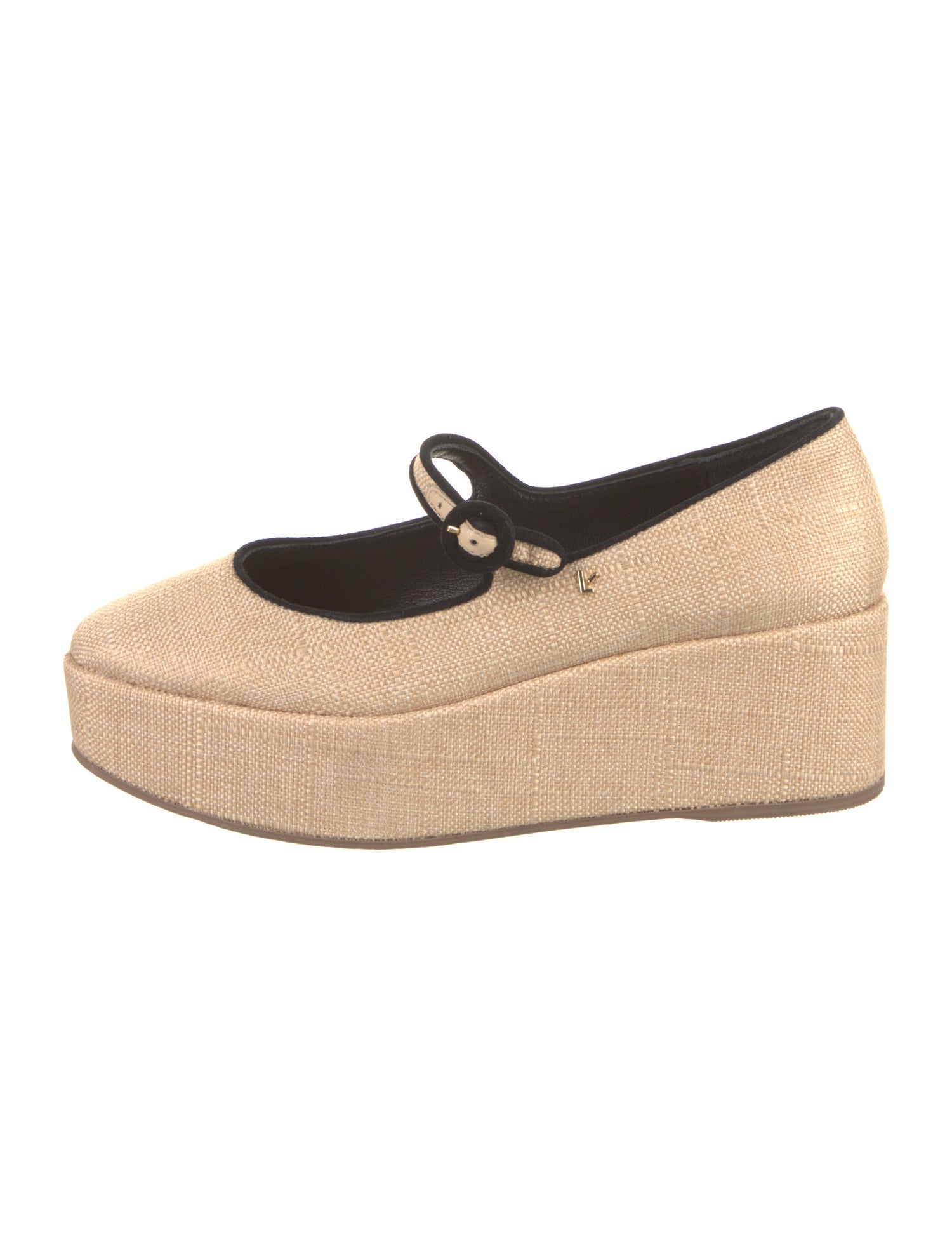 Larroude Raffia Leather Trim Embellishment Pumps