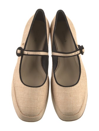 Larroude Raffia Leather Trim Embellishment Pumps