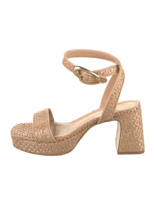 Larroude Raffia Leather Trim Embellishment Espadrilles