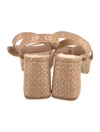 Larroude Raffia Leather Trim Embellishment Espadrilles
