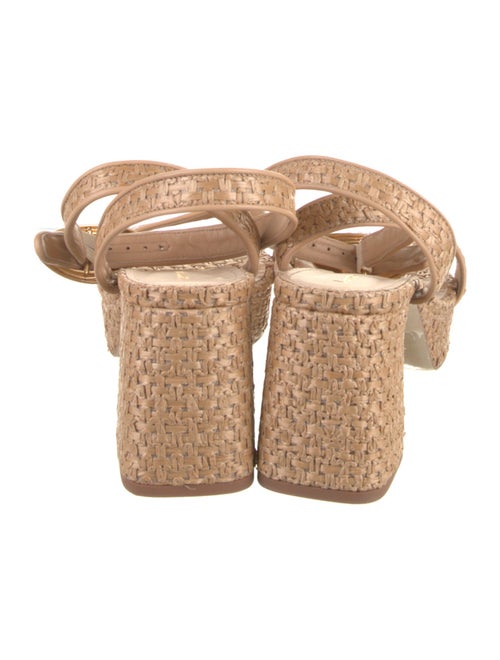Larroude Raffia Leather Trim Embellishment Espadrilles
