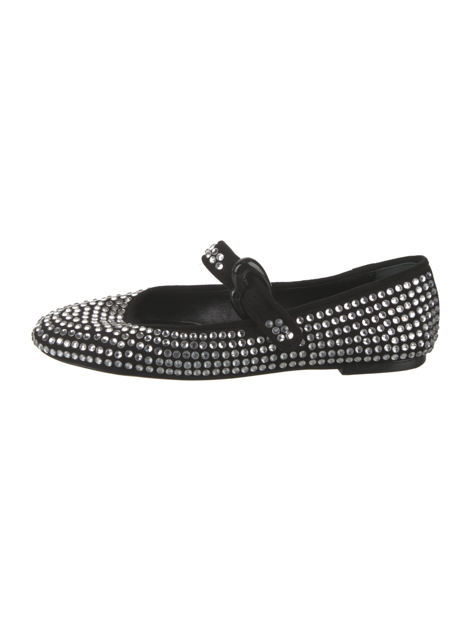 Larroude Suede Studded Accents Mary Jane Flats
