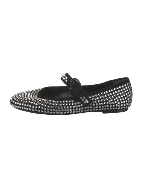 Larroude Suede Studded Accents Mary Jane Flats