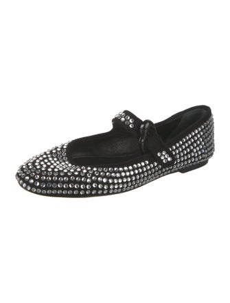 Larroude Suede Studded Accents Mary Jane Flats