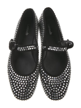 Larroude Suede Studded Accents Mary Jane Flats
