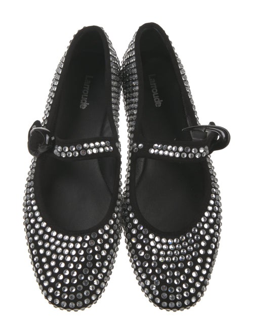 Larroude Suede Studded Accents Mary Jane Flats