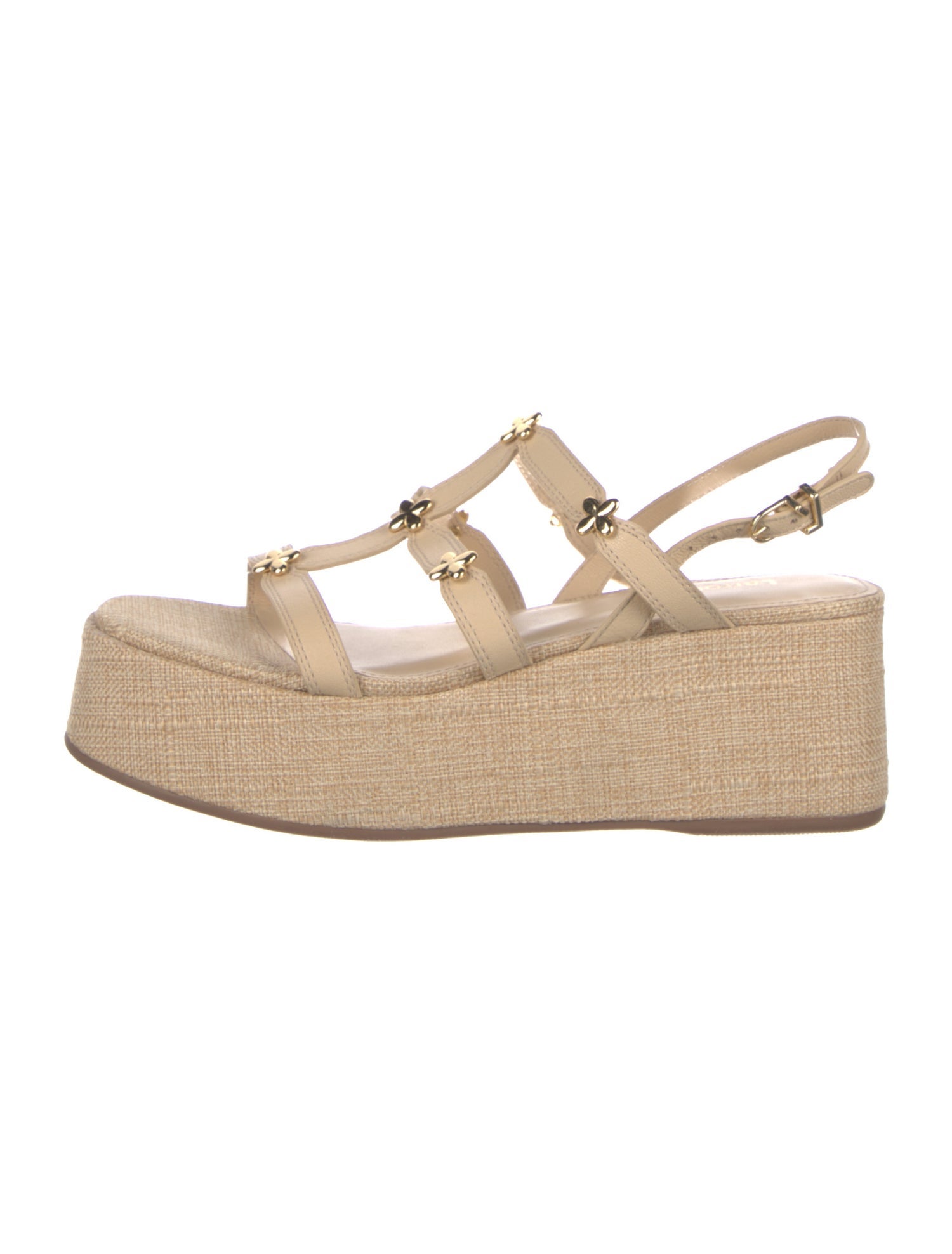 Larroude Leather Studded Accents Espadrilles