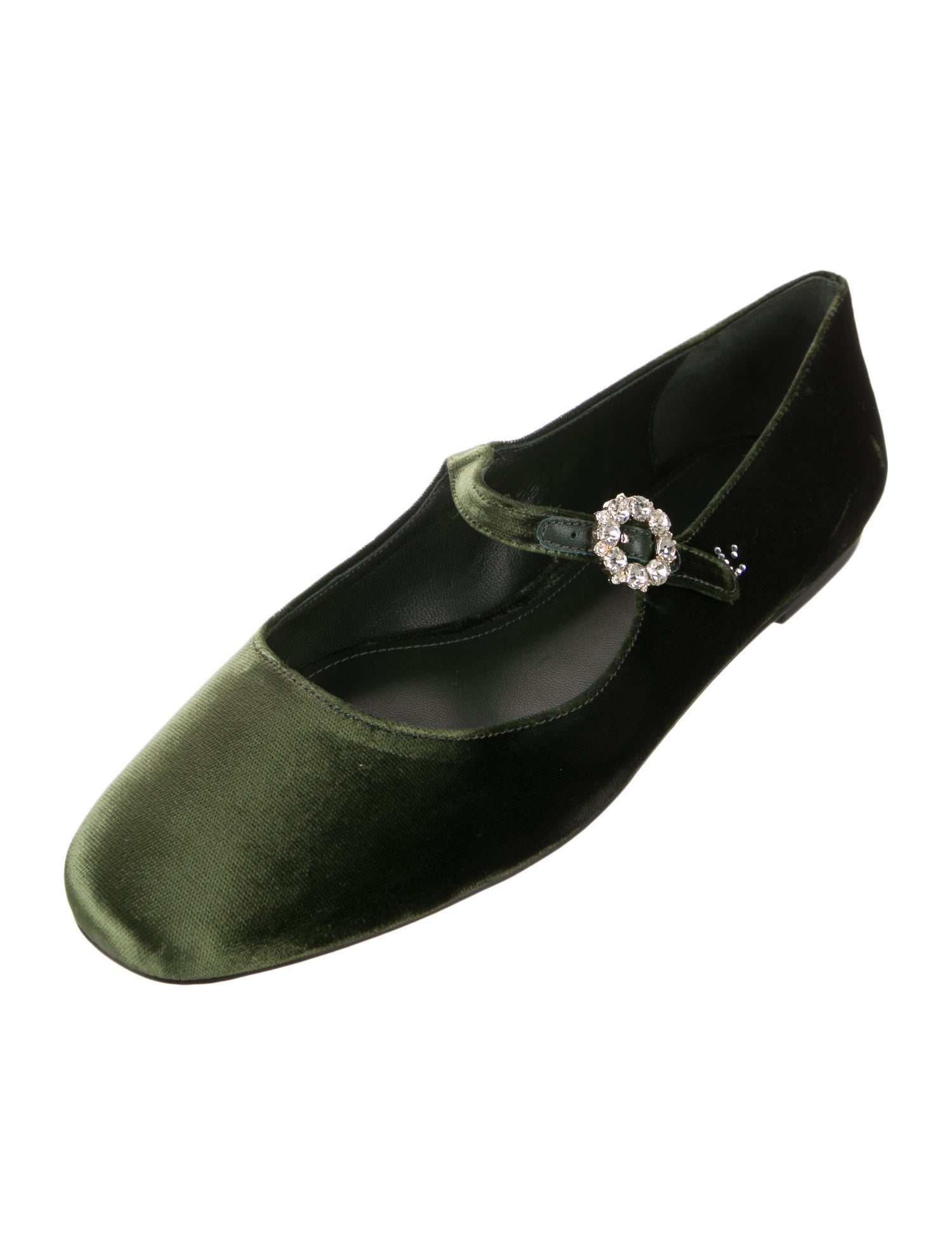 Larroude Velvet Mary Jane Flats