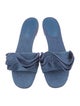 Larroude Canvas Ruffle Embellishment Slides