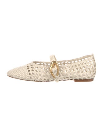 Larroude Raffia Mary Jane Flats