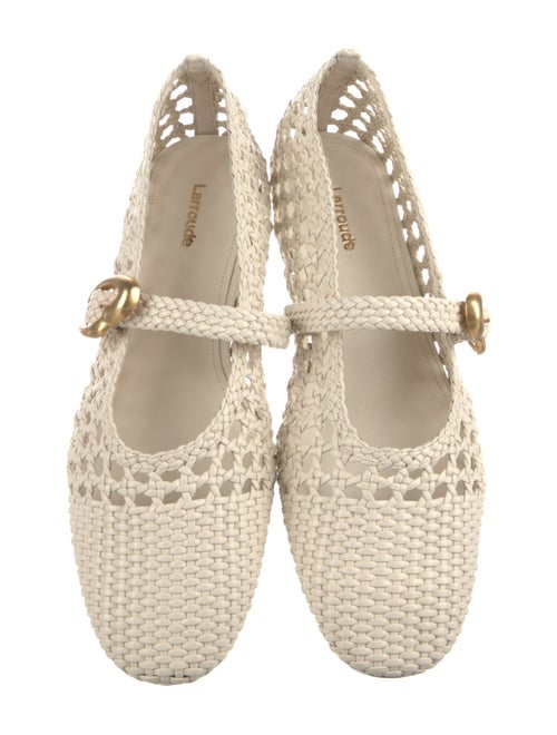 Larroude Raffia Mary Jane Flats