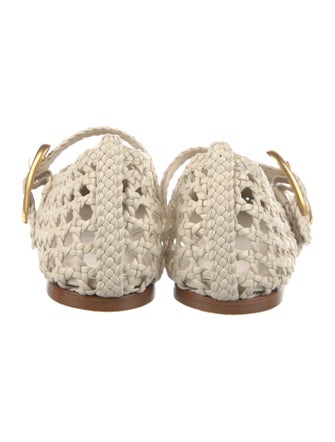 Larroude Raffia Mary Jane Flats