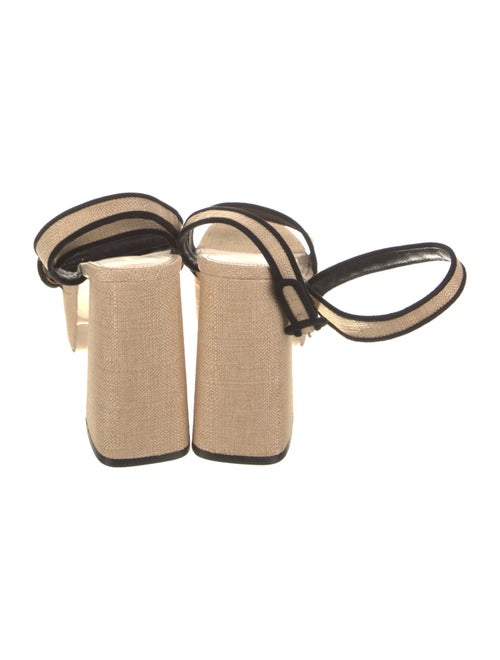 Larroude Raffia Leather Trim Embellishment Sandals