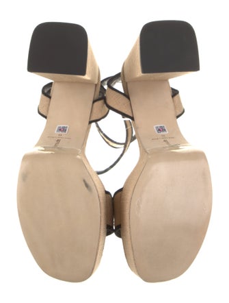 Larroude Raffia Leather Trim Embellishment Sandals