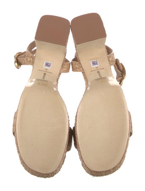 Larroude Raffia Leather Trim Embellishment Sandals