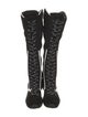 Larroude Suede Leather Trim Embellishment Lace-Up Boots
