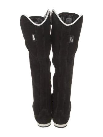 Larroude Suede Leather Trim Embellishment Lace-Up Boots