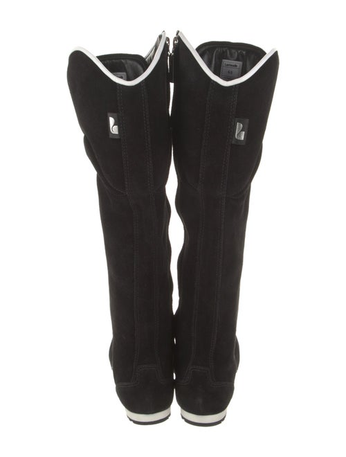 Larroude Suede Leather Trim Embellishment Lace-Up Boots