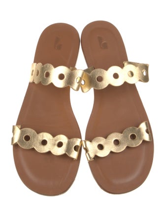 Larroude Leather Lasercut Accents Slides