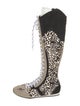 Larroude Ponyhair Animal Print Lace-Up Boots
