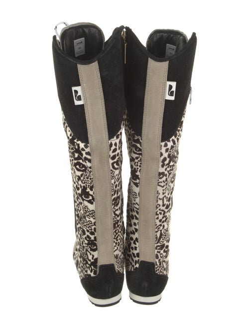 Larroude Ponyhair Animal Print Lace-Up Boots