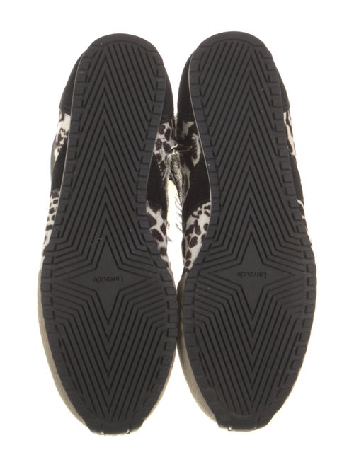 Larroude Ponyhair Animal Print Lace-Up Boots