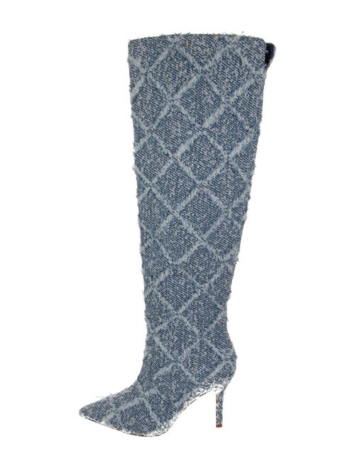 Larroude Denim Tweed Pattern Boots