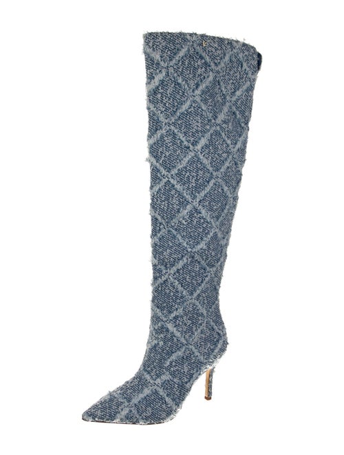 Larroude Denim Tweed Pattern Boots