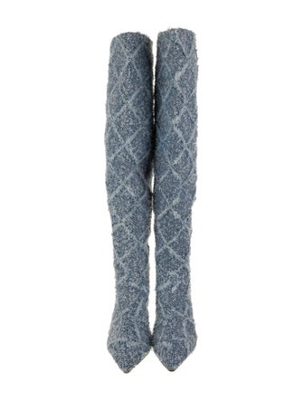 Larroude Denim Tweed Pattern Boots