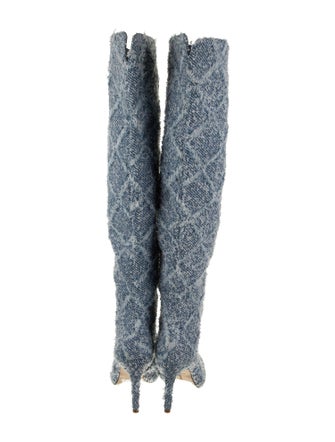 Larroude Denim Tweed Pattern Boots