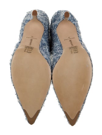 Larroude Denim Tweed Pattern Boots