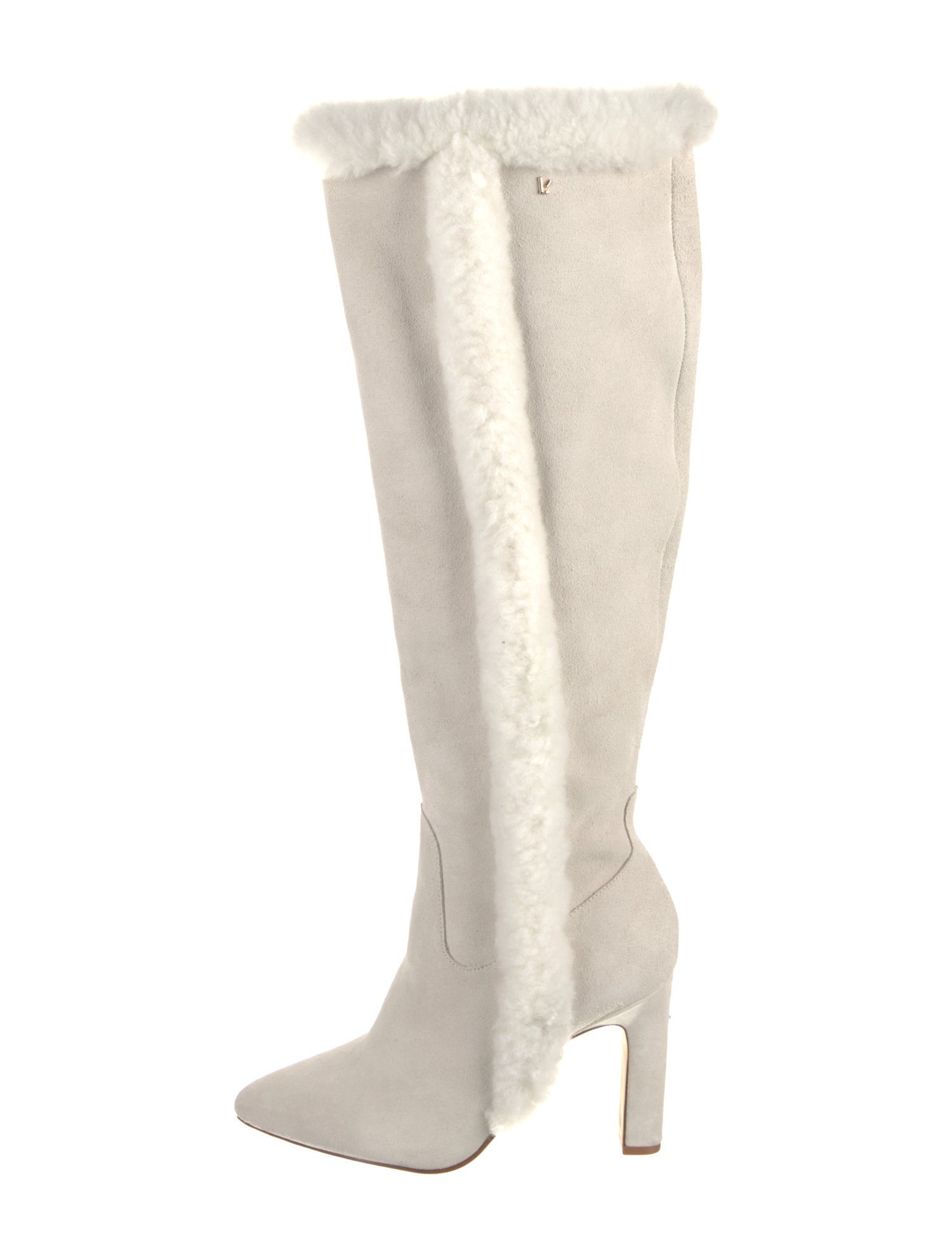 Larroude Suede Faux Fur Trim Boots