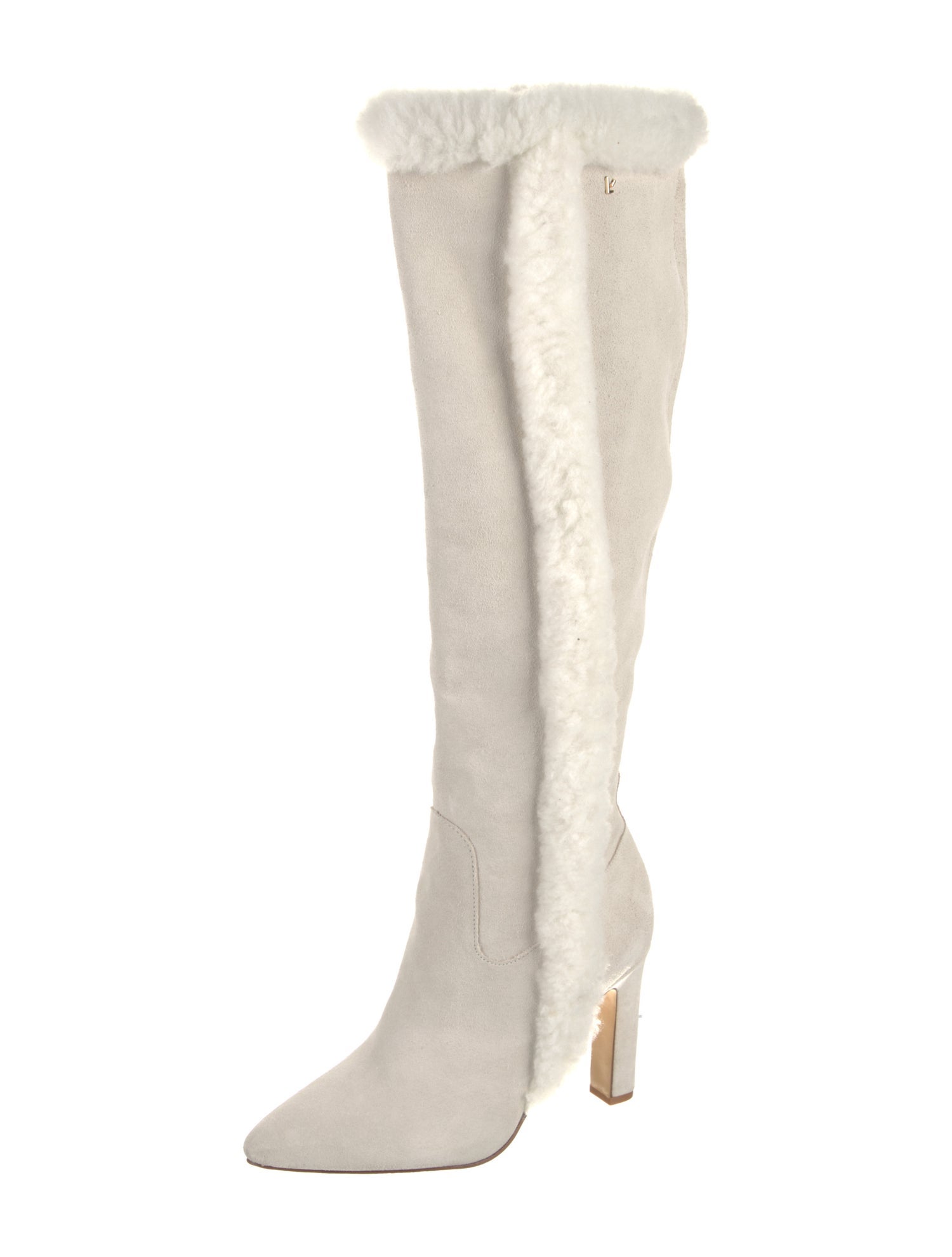 Larroude Suede Faux Fur Trim Boots