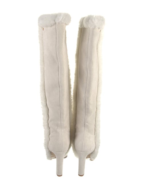 Larroude Suede Faux Fur Trim Boots