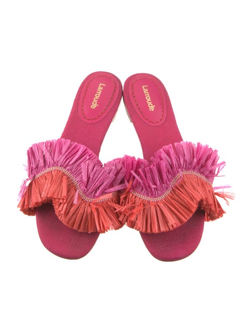 Larroude Jute Leather Trim Embellishment Slides